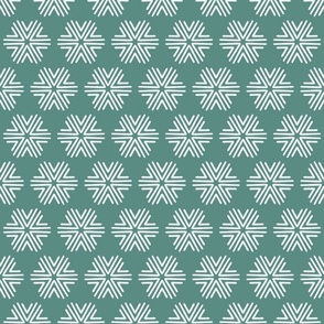 Boho Geometric in Forest Green and White - Medium - Green Boho, Boy's Room, Boho Snowflakes