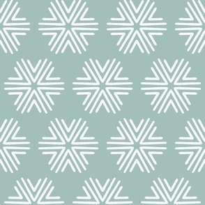 Boho Geometric in Sage Green and White - Large - Muted Green Boho, Boy's Room, Boho Snowflakes