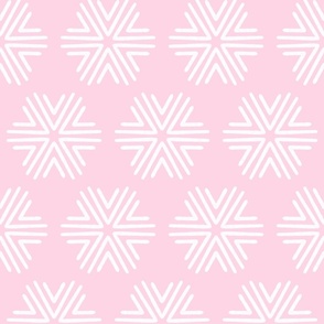 Boho Geometric in Light Pastel Pink and White - Large - Pink Boho, Kid's Room, Boho Snowflakes