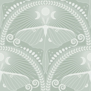 Restful Luna Moth / Art Deco / Mystical Magical / Celadon / Large