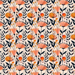 Tiny Contemporary Peach Florals - Modern Botanical Pattern with a Chic Twist