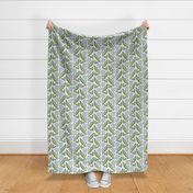 L - Daisy Block Print - Sky Blue and Sage Green