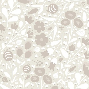 Garden Breeze - Neutral Colors - Florals - Flowers - Monochromatic - Minimalist - Garden - Nature - Botanicals - Beige - Sophisticated - Elegant