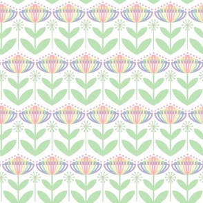 rainbow flowers modern graphic simple 2 inch rainbow flower pastel colors floral garden on white home decor kitchen wallpaper