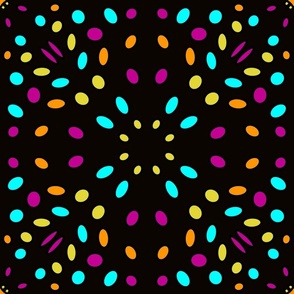 Colorful dots and ovals graphic black 