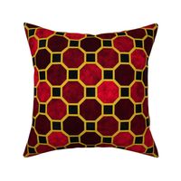 Minimalist Octagon Tile in Red and Gold 