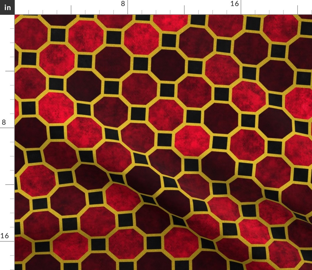 Minimalist Octagon Tile in Red and Gold 