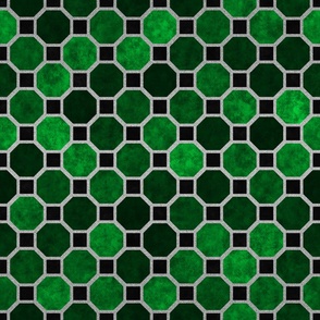 Minimalist Octagon Tile in Green and Silver
