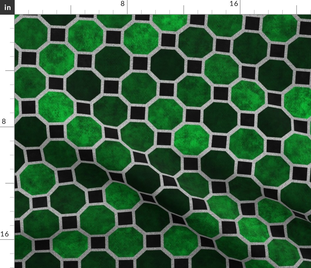 Minimalist Octagon Tile in Green and Silver