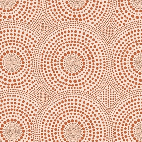 Gouache Geometric Circular Polka Dots Horizontal Design in Brown and Beige