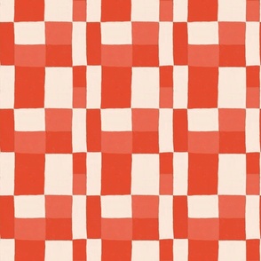 Checkerboard Rectangles And squares quilt red