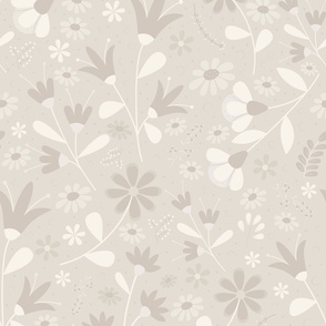 Welcoming Petals - Neutral Colors - Calming - Monochromatic - Timeless - Classic - Beige - Cream - Florals - Flowers - Nature - Daisies - Botanicals - Sophisticated - Bathroom Wallpaper - Entryway Wallpaper