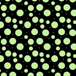 green polka dots with black background