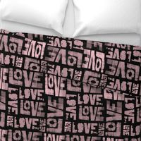 Love Graffiti Pattern - Pink and Black - Stamp Print