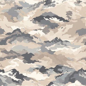 Serenity Peaks Abstract Camouflage - Neutral Tones 