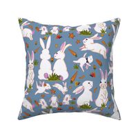 Cute & Playful Rabbits Family in Blue