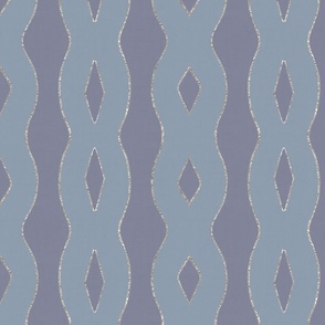 Modern Textured Ogee - Dusky Blue and Periwinkle - Large