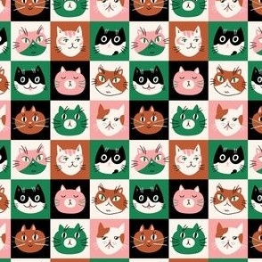 Funny cats on checkered background (small scale)