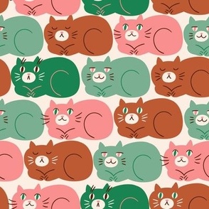 A lot of cats on light background