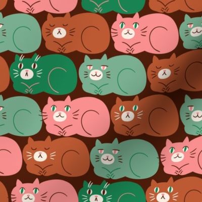 A lot of cats on dark background