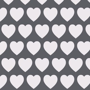 Big heart shapes nursery pattern - soft pink-grey on dark grey