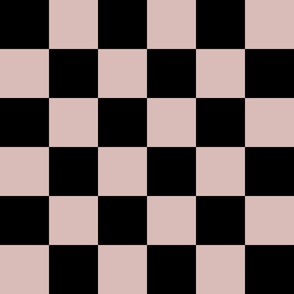 Classic Simple Checkered Beige and Black - Large Scale 3 Inch Squares
