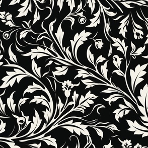 Elegant Noir Floral Damask Pattern