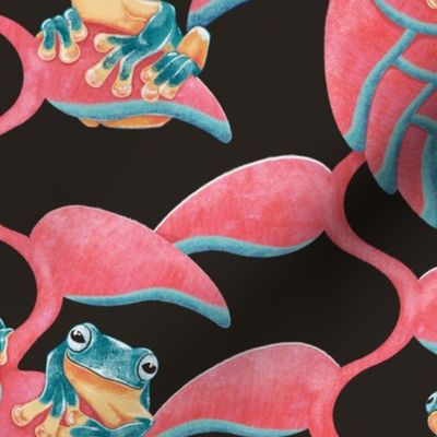 Tropical Frog and Lobster-Claws - on charcoal black 