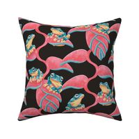 Tropical Frog and Lobster-Claws - on charcoal black 