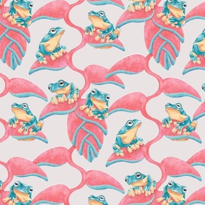 Tropical Frog and Lobster-Claws - on light gray 