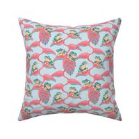 Tropical Frog and Lobster-Claws - on light blue, small 