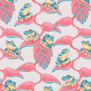 Tropical Frog and Lobster-Claws - on light gray, small 