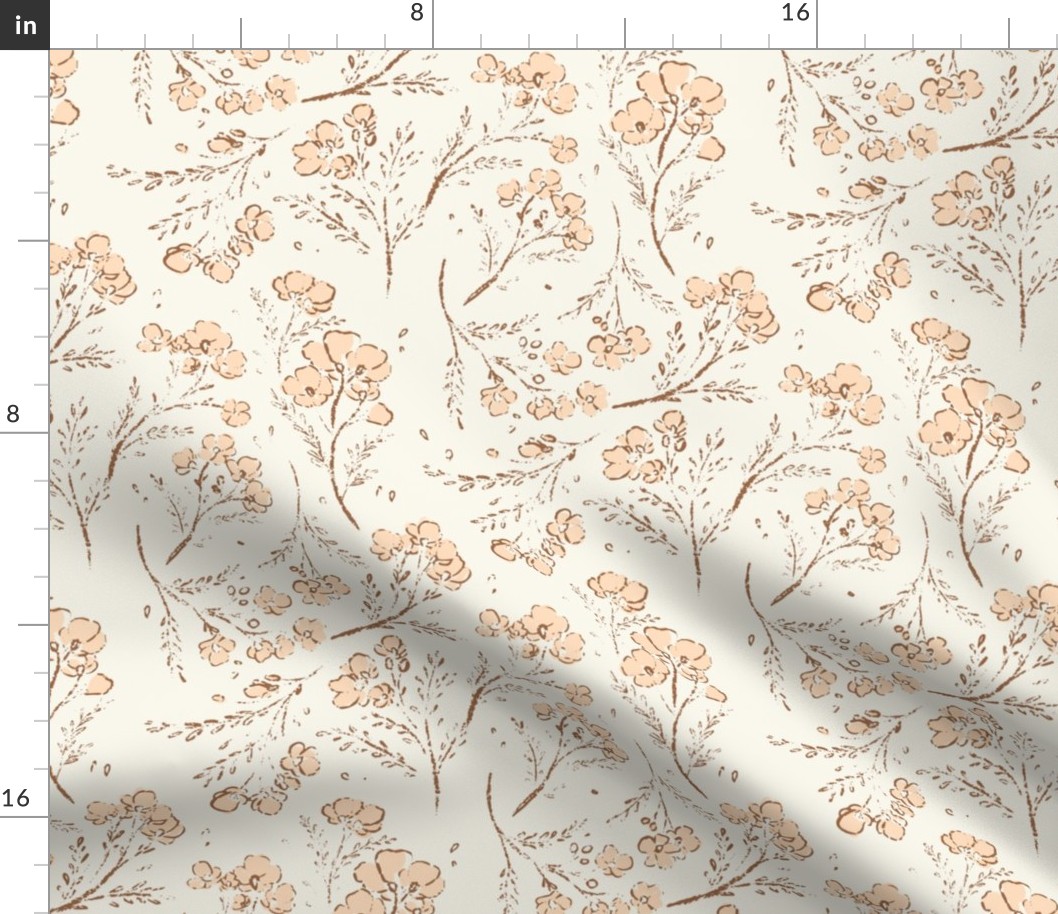 [M] Itsy Bitsy Waxflowers Sketch in Vintage Yellow Cream #P240104