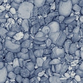 hand drawn pebbles blue small