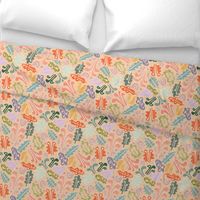 Block print leaves pattern peachy - M