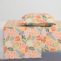 Block print leaves pattern peachy - M