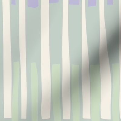 Block print geometrics stripes sage - L