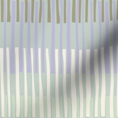  Block print geometrics stripes sage - M