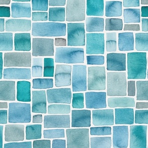 watercolor shapes - ocean / sea - blue / turquoise