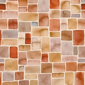 watercolor tiles - bronze / earth tones / sandstone desert - light background