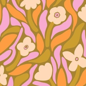Bold modern flowers with abstract leaf shapes - multicolor - Medium scale
