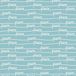 Peace typography in Italian - white waves on  blue