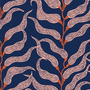 [Large] Kelp Forest // Salmon Pink & Navy Blue