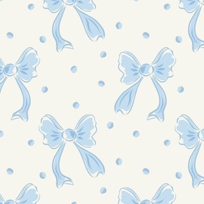 Large scale Blue bows and polka dots 12x12