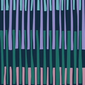 Block print geometrics stripes dark blue - L