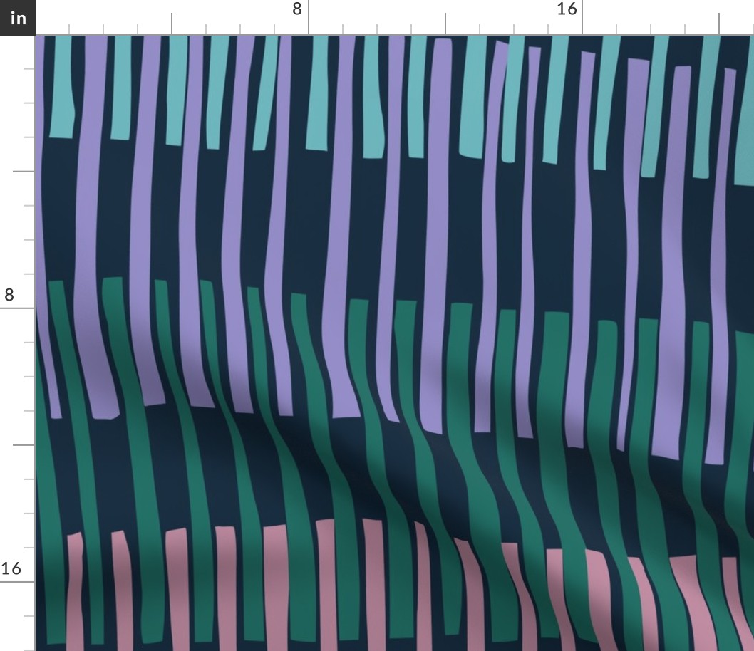 Block print geometrics stripes dark blue - L
