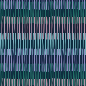 Block print geometrics stripes dark blue - M