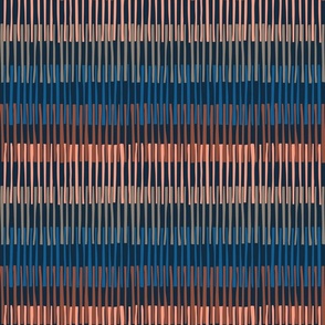 Block print geometrics stripes nocturnal blue - M