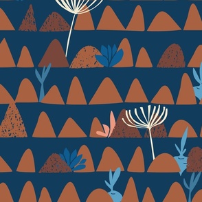 Minimalistic farmland dark blue - L