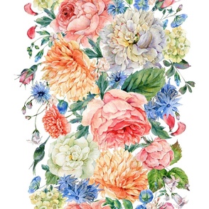 Watercolor Vertical Royal Floral Bouquet on White